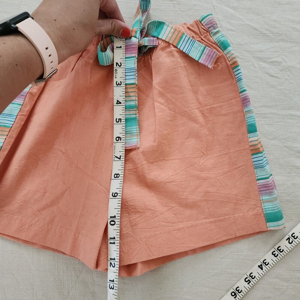 Vintage Peach Striped Belt Shorts kids 8/10 - Picture 3 of 7